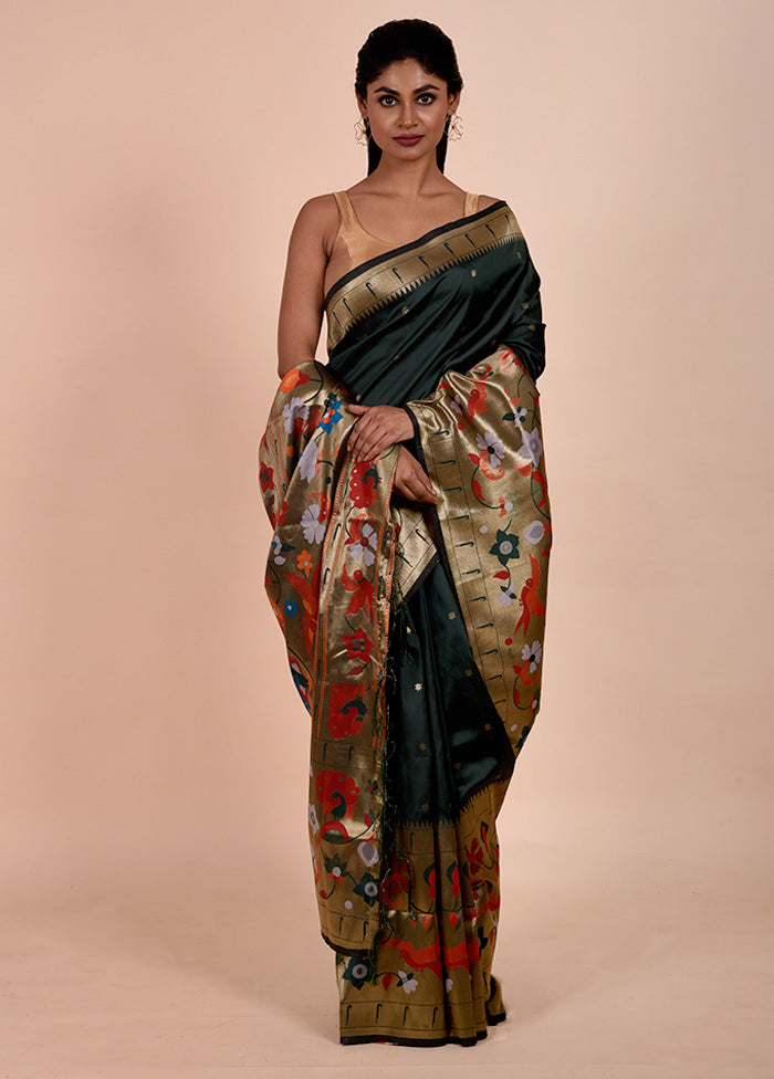 Green Dupion Silk Saree With Blouse Piece