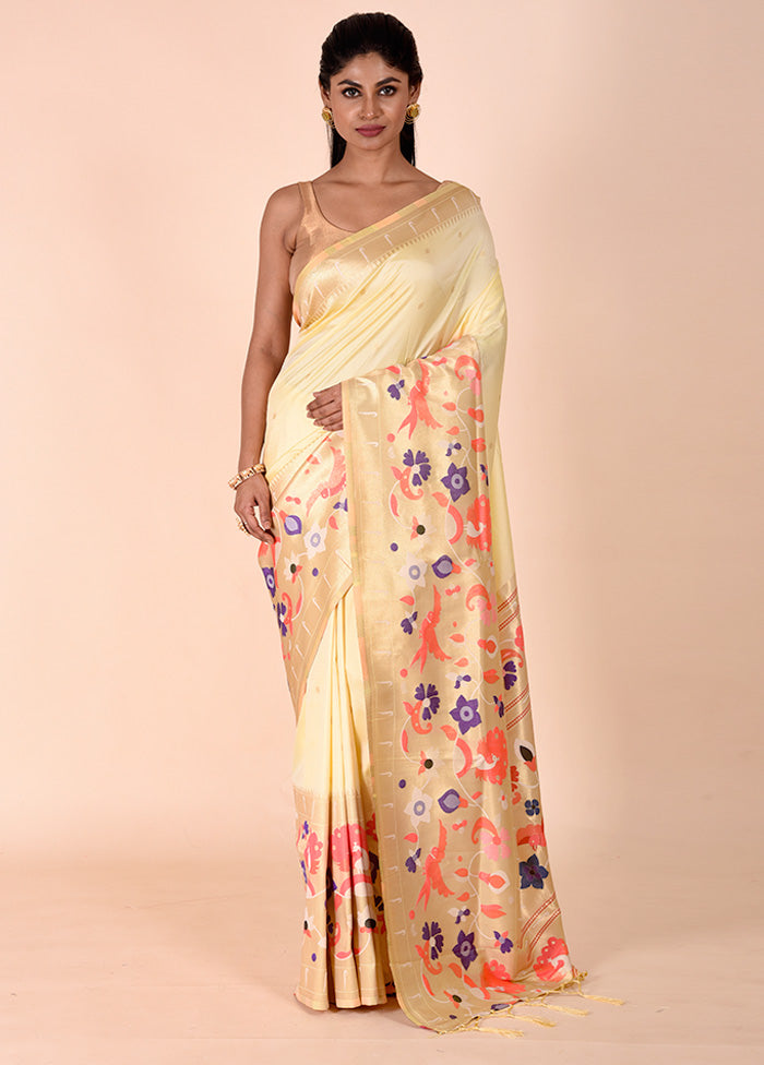 Yellow Dupion Silk Saree With Blouse Piece