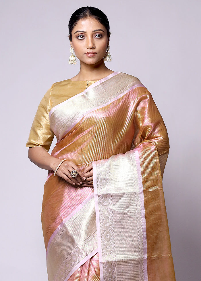 Golden Tissue Silk Saree With Blouse Piece