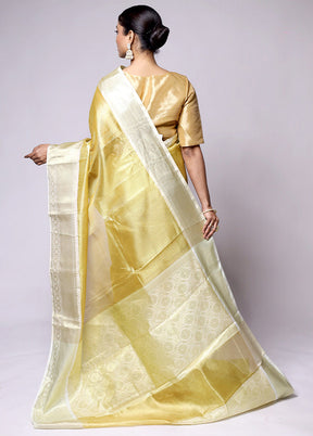 Yellow Tissue Silk Saree With Blouse Piece