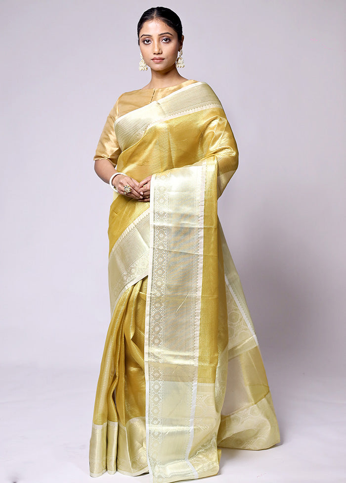 Yellow Tissue Silk Saree With Blouse Piece