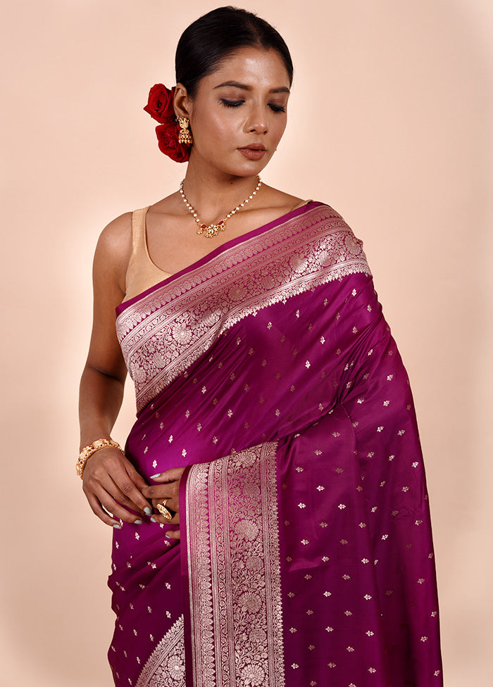 Rani Pink Katan Silk Saree With Blouse Piece