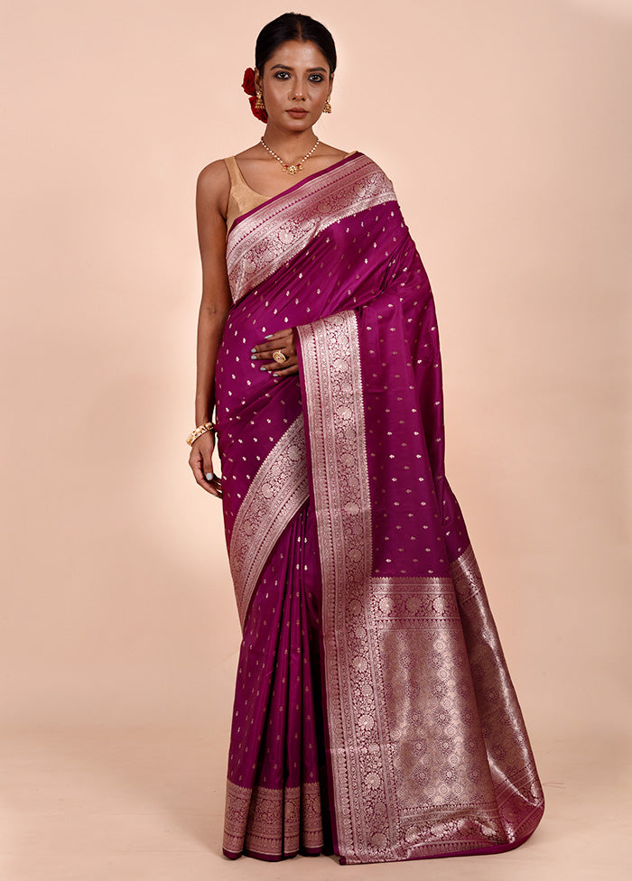 Rani Pink Katan Silk Saree With Blouse Piece