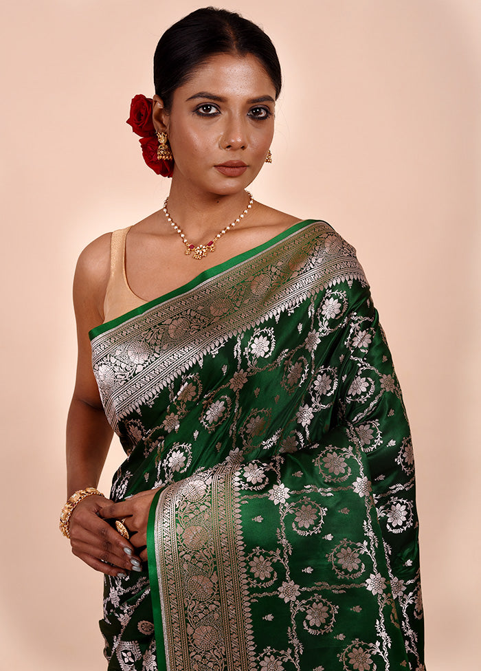 Green Katan Silk Saree With Blouse Piece