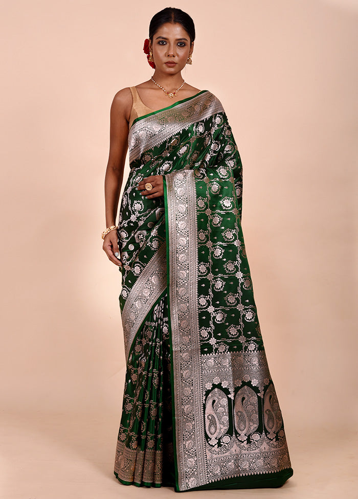 Green Katan Silk Saree With Blouse Piece