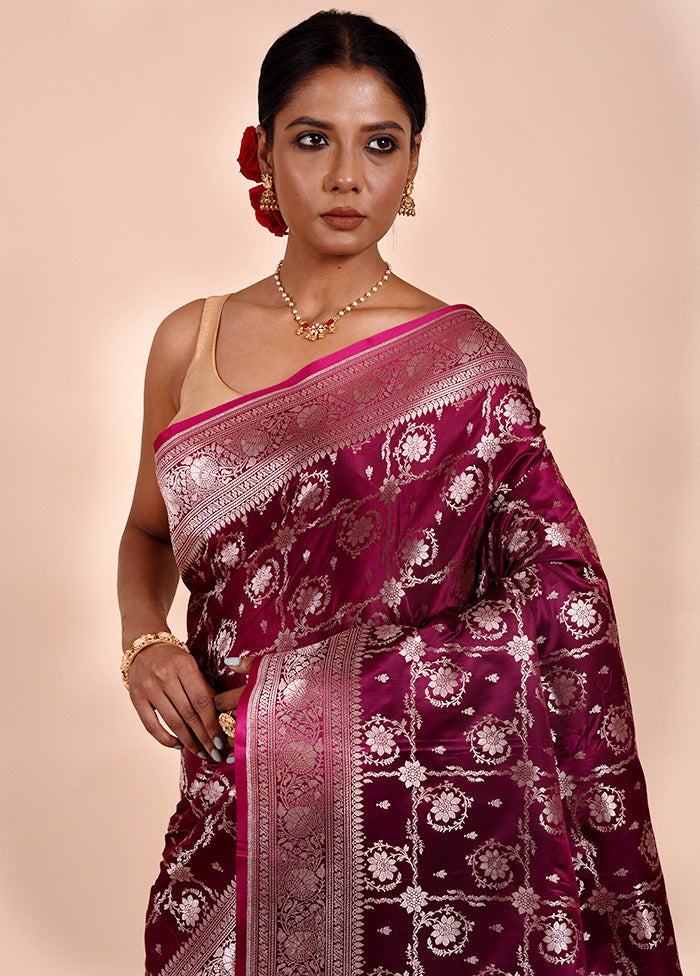 Rani Pink Katan Silk Saree With Blouse Piece