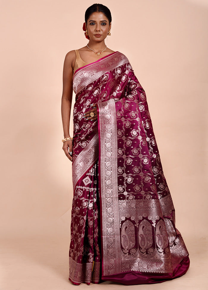 Rani Pink Katan Silk Saree With Blouse Piece