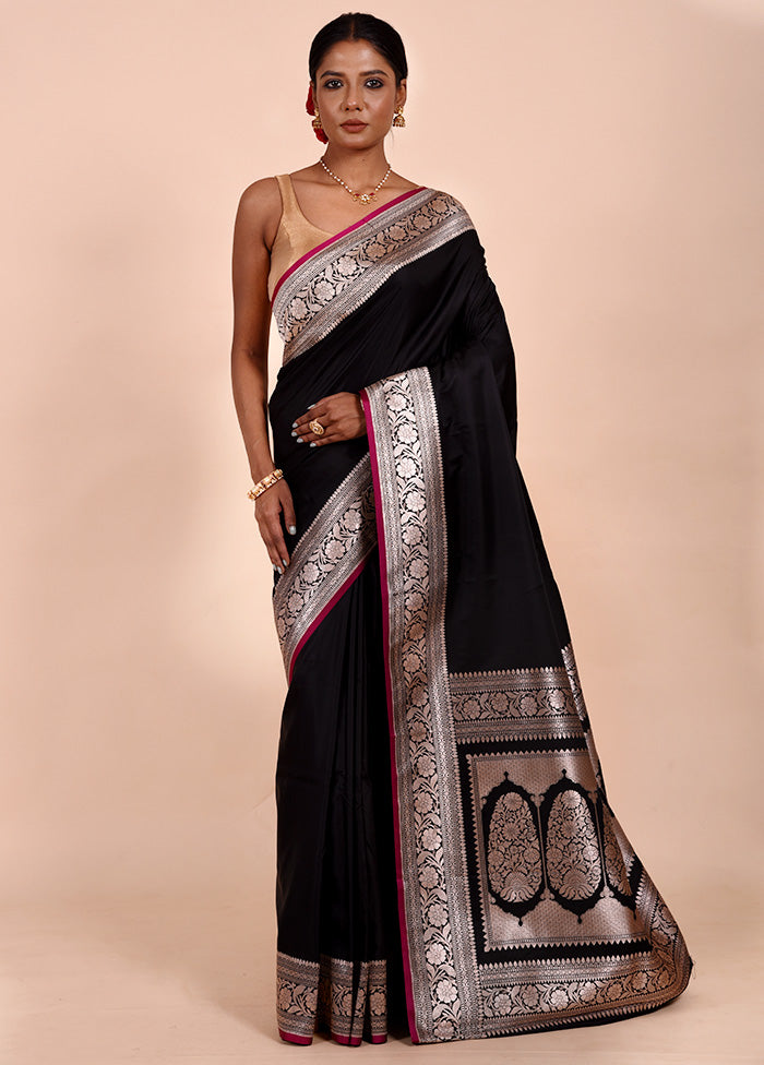 Black Katan Silk Saree With Blouse Piece