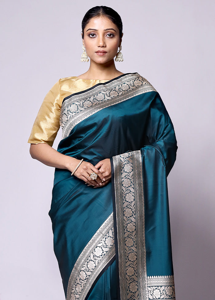 Green Katan Silk Saree With Blouse Piece