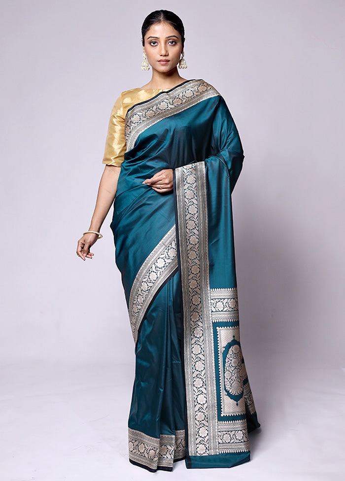 Green Katan Silk Saree With Blouse Piece