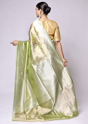 Green Tissue Silk Saree With Blouse Piece