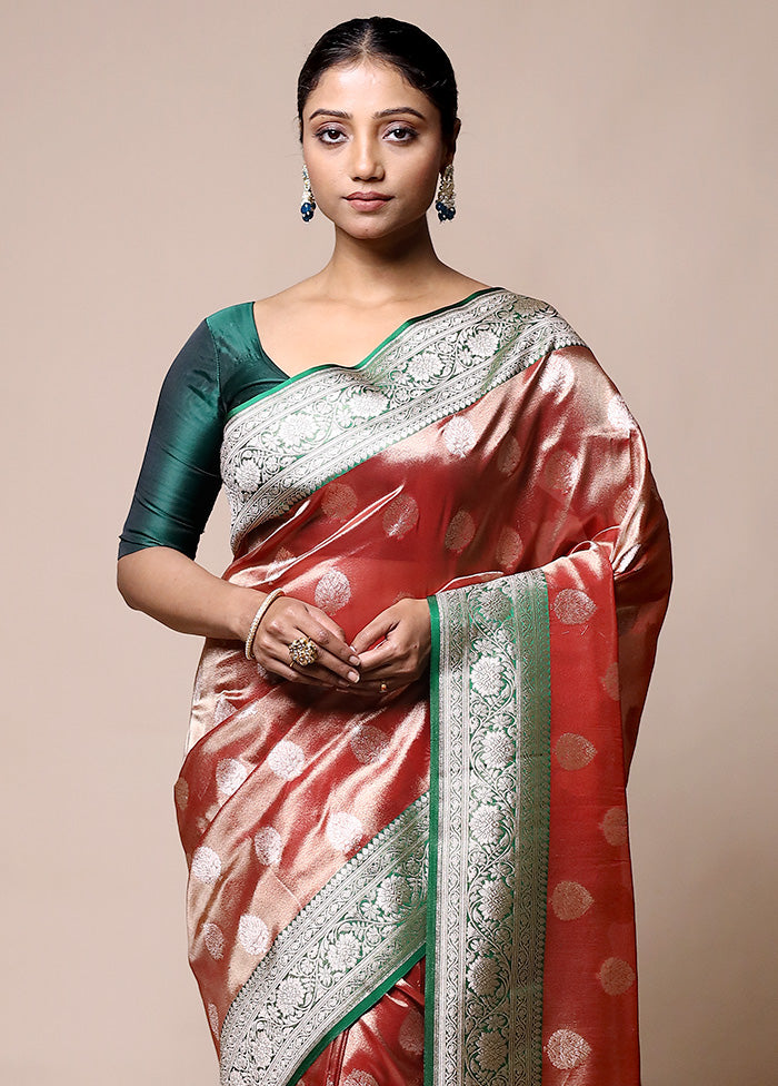 Red Tissue Silk Saree With Blouse Piece