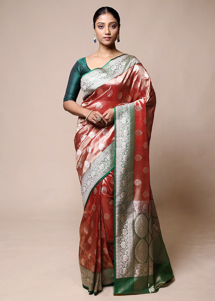 Red Tissue Silk Saree With Blouse Piece