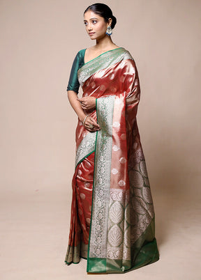 Red Tissue Silk Saree With Blouse Piece