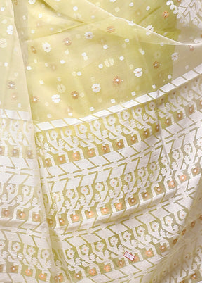 Yellow Pure Tant Jamdani Saree Without Blouse Piece