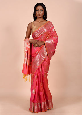 Pink Dupion Silk Saree With Blouse Piece