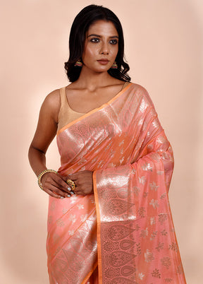 Pink Dupion Silk Saree With Blouse Piece