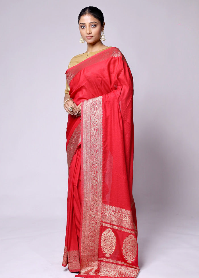 Pink Georgette Saree With Blouse Piece