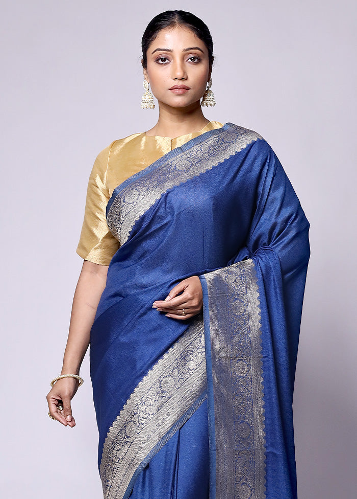 Blue Georgette Saree With Blouse Piece