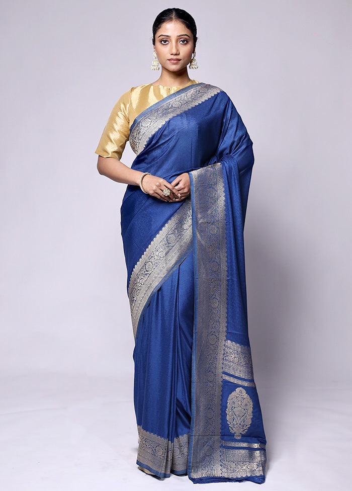 Blue Georgette Saree With Blouse Piece