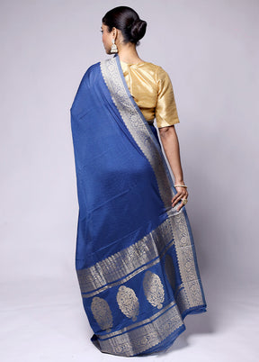 Blue Georgette Saree With Blouse Piece