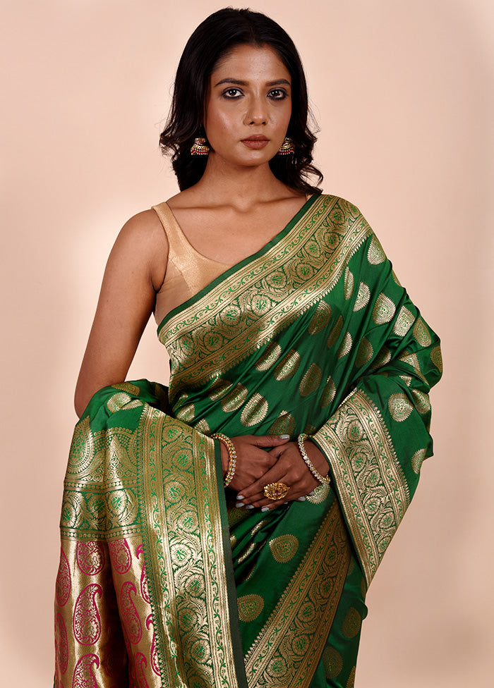 Green Dupion Silk Saree With Blouse Piece