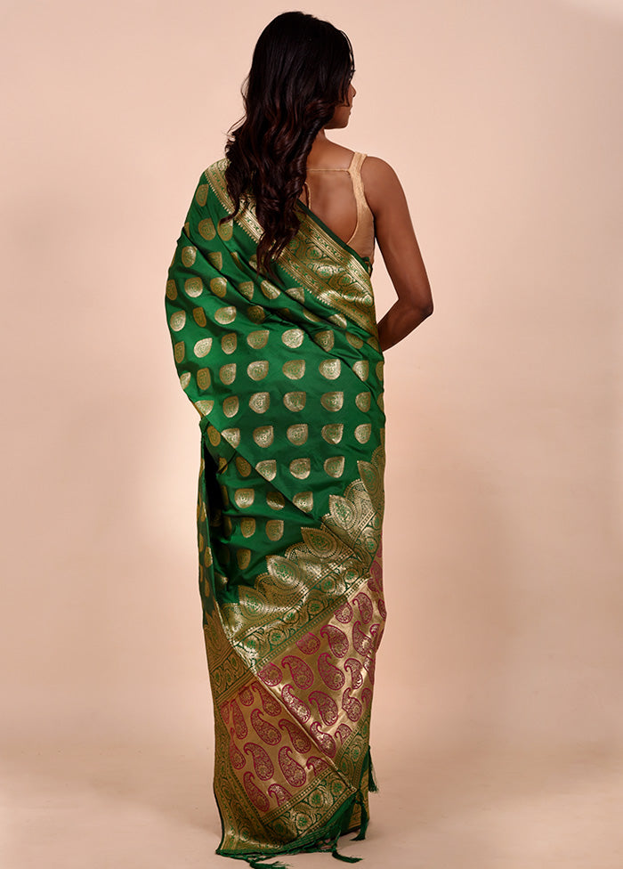 Green Dupion Silk Saree With Blouse Piece