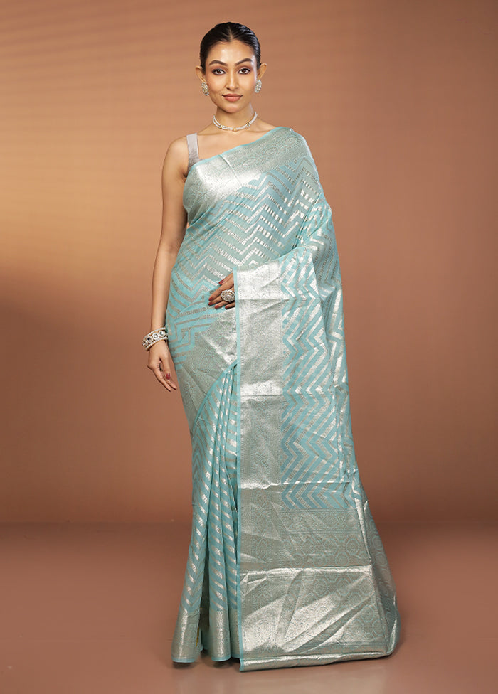 Green Pure Cotton Saree With Blouse Piece