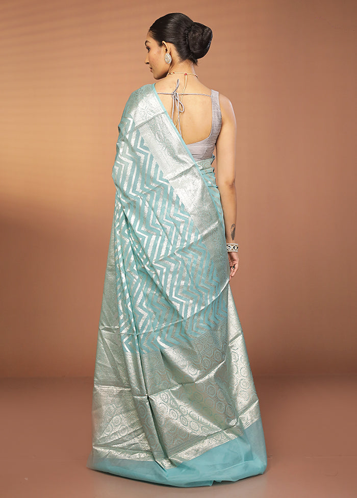 Green Pure Cotton Saree With Blouse Piece