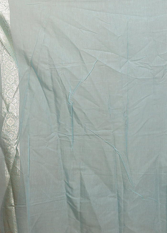 Green Pure Cotton Saree With Blouse Piece