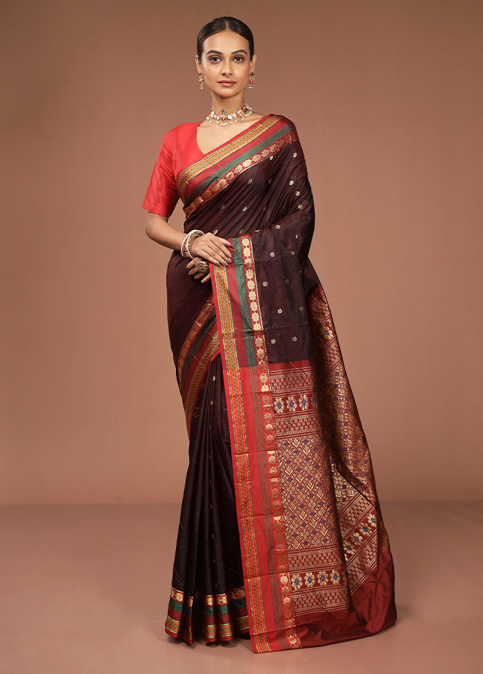 Maroon Kanjivaram Silk Saree With Blouse Piece