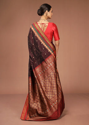 Maroon Kanjivaram Silk Saree With Blouse Piece