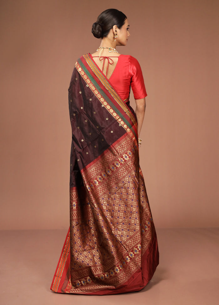 Maroon Kanjivaram Silk Saree With Blouse Piece