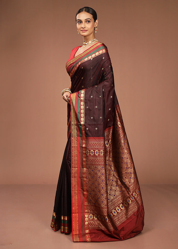 Maroon Kanjivaram Silk Saree With Blouse Piece