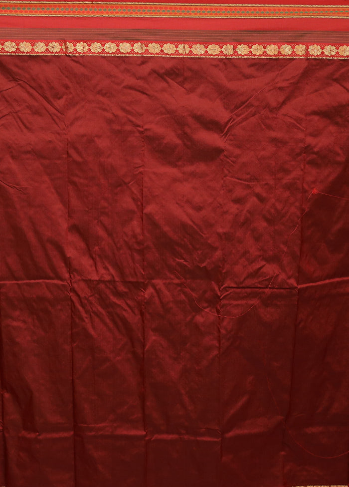 Maroon Kanjivaram Silk Saree With Blouse Piece