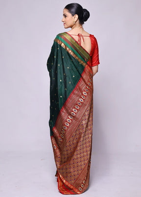 Green Kanjivaram Silk Saree With Blouse Piece