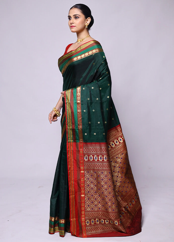 Green Kanjivaram Silk Saree With Blouse Piece