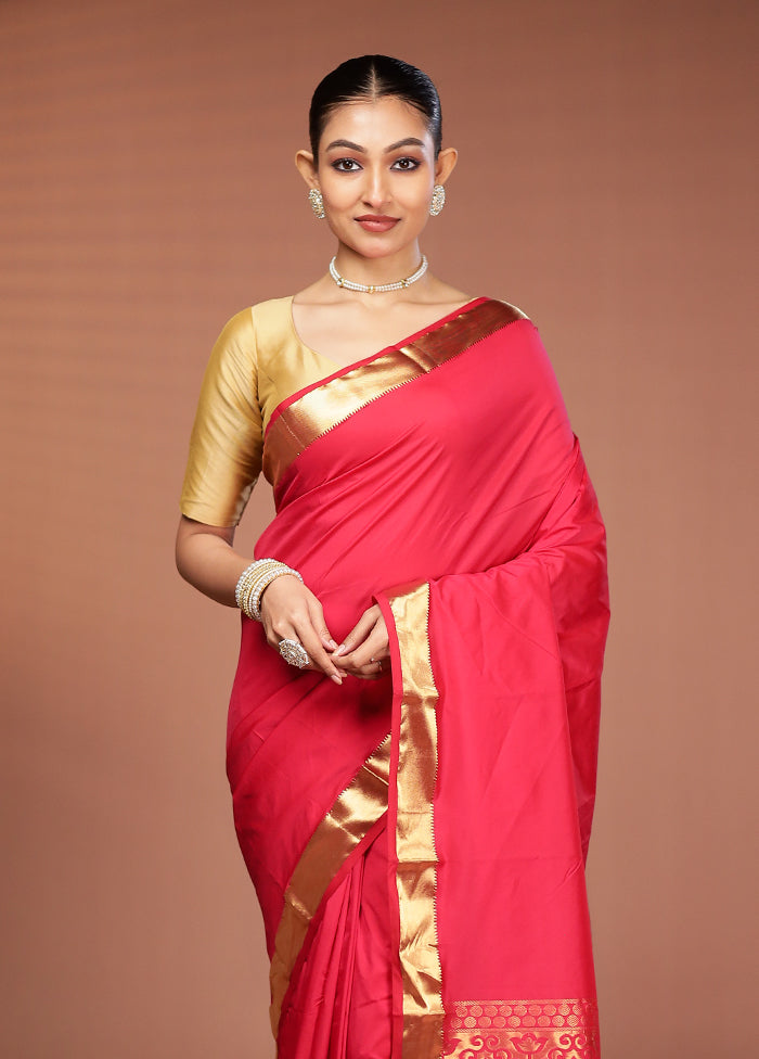 Red Kanjivaram Silk Saree With Blouse Piece