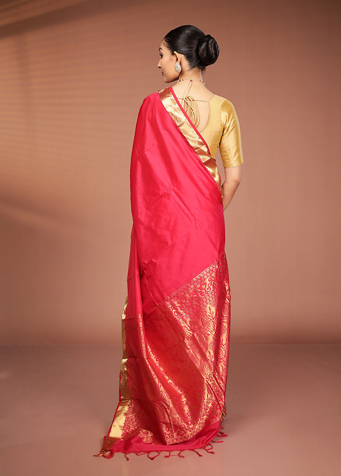 Red Kanjivaram Silk Saree With Blouse Piece