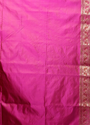 Pink Handloom Tanchoi Pure Silk Saree With Blouse Piece