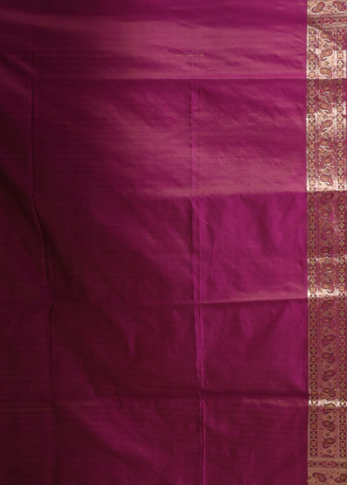 Purple Handloom Tanchoi Pure Silk Saree With Blouse Piece