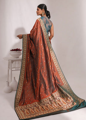 Green Handloom Tanchoi Pure Silk Saree With Blouse Piece