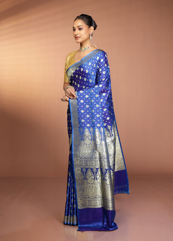 Blue Tanchoi Silk Saree With Blouse Piece