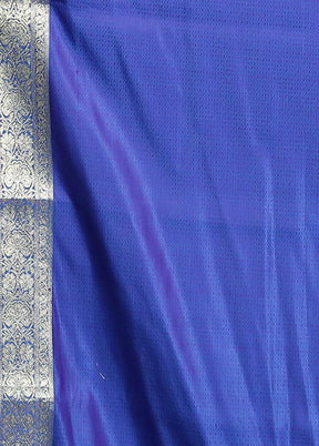 Blue Tanchoi Silk Saree With Blouse Piece