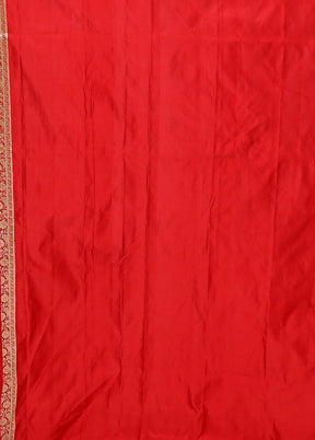 Red Handloom Banarasi Pure Silk Saree With Blouse Piece