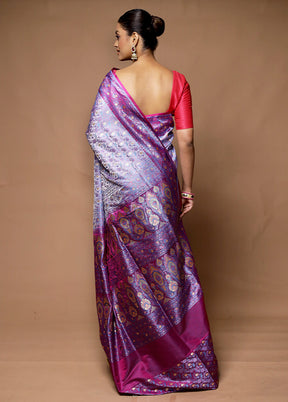 Grey Handloom Tanchoi Pure Silk Saree With Blouse Piece