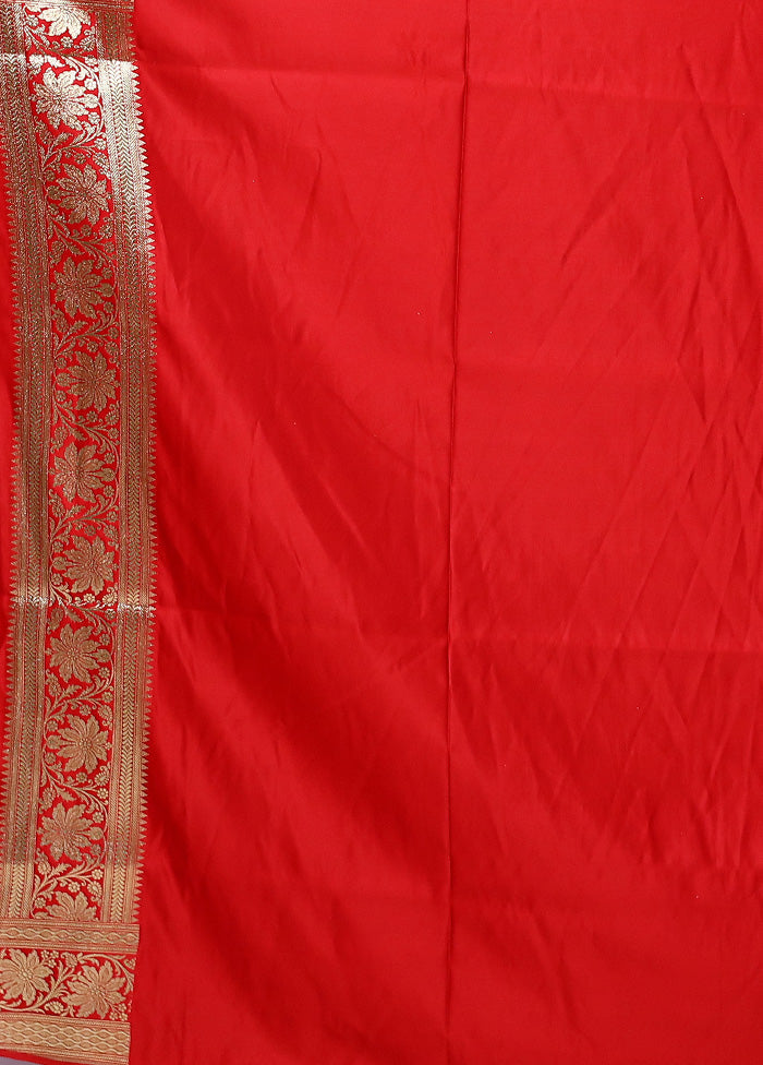 Red Banarasi Silk Saree With Blouse Piece