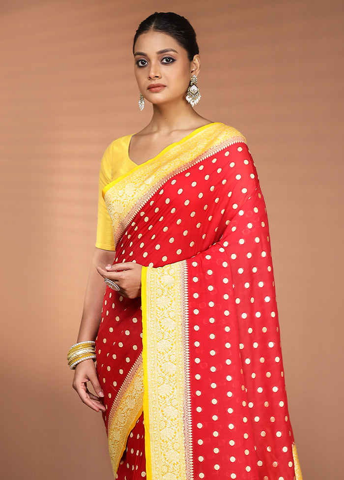 Red Georgette Saree With Blouse Piece