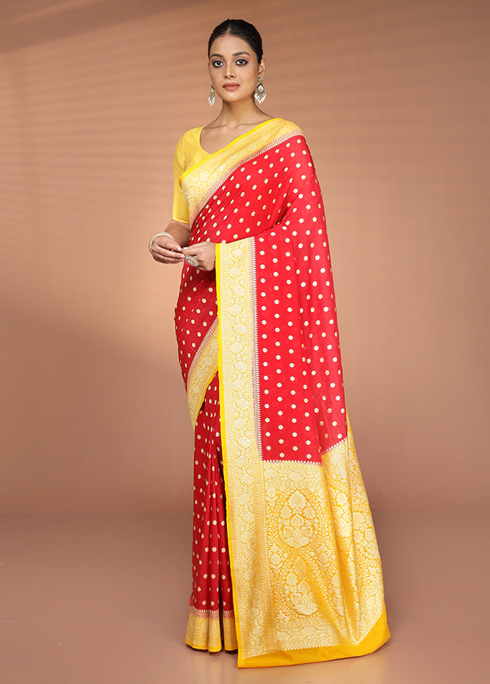 Red Georgette Saree With Blouse Piece