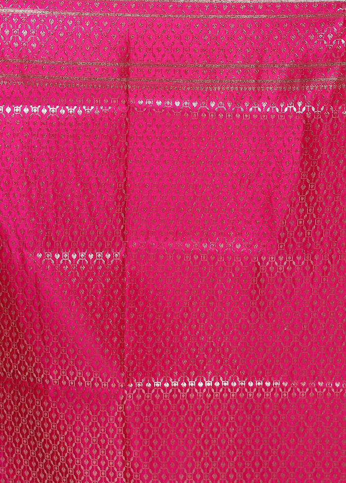 Pink Banarasi Silk Saree With Blouse Piece